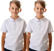[SMNS] Pack of 2 Boys Girls School Uniform Plain White T Shirt Kids Polo White Plain Short Sleeve Shirts Sports Wear Tank Top