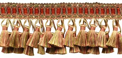 Two Tier Tassel Fringe Trim, Color# 07H - Rust Medley Orange [14 Yards]