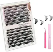 Eyelash Extension Kit 240PCS DIY Eyelash Cluster Kit With Eyelash Glue And Tweezers 30D&40D 9-16 Hybrid Eyelash Extension Kit Suitable For Beginners DIY Lovers Makeup Artists