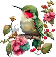 Fabric Panel 8"x8" Hummingbird 100% Cotton Quilting Panel Square AM1506
