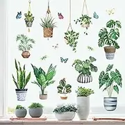Hanging Potted Plant Cactus Window Clings Botanical Anti-Collision Glass Doors Stickers