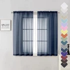 Short Sheer Curtains 54 Inches Length 2 Panels, Light Filtering Voile Curtain
