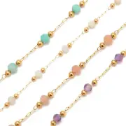3mm Faceted Round Beads Multi Gemstone Chain One Meter Per Bag