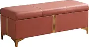 Safety Folding Storage Household Shoe Changing Stool 60/80/90/100cm Rectangular Storage Space Technology Cloth Cover Metal feet Can Bear 150kg OTT(Size:80cm/31.5in,Color:Huise) (Orange 80cm/31.5in)