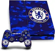 Official Chelsea Football Club Camouflage Mixed Logo Vinyl Sticker Gaming Skin Decal Cover Compatible with Sony PlayStation 4 PS4 Console and DualShock 4 Controller Bundle