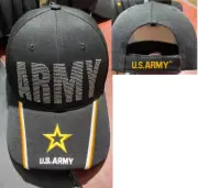 US ARMY STAR STITCHED LETTERS CAP HAT BLACK (NEW LICENSED ARMY STAR)