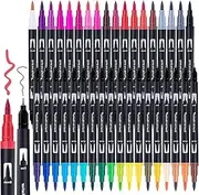 36 Colors Dual Tip Art Markers Pens for Kids Adult Coloring Books, Dual Brush Marker Pens with Fine & Brush Tips, Art Supplies for Drawing, Calligraphy, Sketching and Doodling