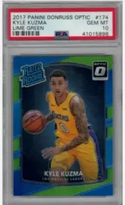 2017-18 Optic Kyle Kuzma RC Lime Green Prizm 52/175! PSA 10 Rated Rookie!