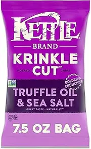 Kettle Brand Potato Chips, Krinkle Cut Truffle and Sea Salt Kettle Chips, 7.5 Oz