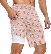 [ZZXXB] Welsh Corgi Dog Love Athletic Shorts for Men with Pockets 2 in 1 Quick Dry Running Shorts S-3XL