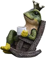 WIOEERS Frog Statue Resin Mini Frog Garden Statue Frog Decoration Funny Coffee Frog Statue Suitable for Patio, Balcony, Yard, Lawn Art Decoration (Large 6.69)