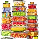 50/60 pcs plastic food containers with lids, airtight, microwave & freezer safe