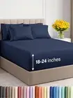 Extra Deep Queen Sheet Set - 6 Piece Breathable & Queen, 24 - Navy Blue
