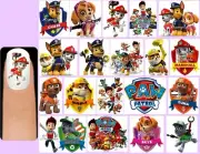 60x PAW PATROL Nail Art Decals + Free Gems Dogs Skye Marshall Chase Ryder Rubble