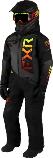 FXR Helium 2023 Youth One Piece Snowmobile Suit, black-orange, Size 16 Black Orange