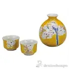 Kutani ware evening drink set, Yoshidaya Yamazakura bird design (Fa From Japan