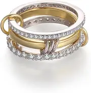 [RAIFIN] Stackable Rings for Women Gold Non Tarnish, 18k Gold Plated 3 Rings Set with CZ Cubic Zirconia Band, Silver and Gold Rings Set for Women Dainty Bands