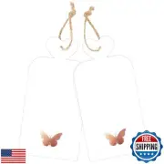 joycraft 100Pcs Gift Tags with String, 4x2 in Blank Tags with Rose Gold Foil