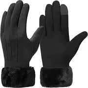 [Ottsas] Winter Gloves for Women, Touch Screen Cold Weather Thermal Warm Windproof Gloves, Soft Thick Fleece