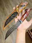 HANDMADE VG10 DAMASCUS HUNTING KNIFE CAMPING SURVIVAL FIXED BLADE SHEATH BLACK