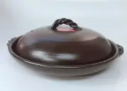 Banko ware Earthen Grill w/ Lid IGA TSUMUGI Japanese DONABE TOBAN Pottery Plate