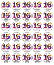 16th Birthday Cupcake Toppers Edible Wafer Birthday Cake Decorations (2 Size)