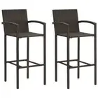 Bar Stool Set Of 2 UV-Resistant Poly Rattan Indoor Outdoor Counter Chair Seat