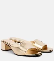 [Jimmy Choo] Jimmy Choo Dina 45 metallic leather mules AU 9 gold