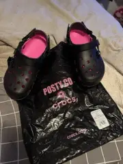 Post Malone x Crocs Duet Max Clog ll Size Men11 Woman 12.5 Black/Pink