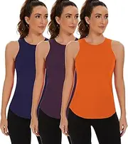 [TAIPOVE] Womens Workout Tank Tops Pima Cotton High Neck Muscle Shirt Mesh Back Running Yoga Gym Tops Multipack