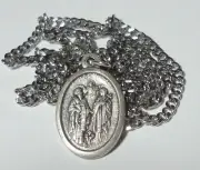 St Basil the Great & St Macrina the Younger Holy Medal on Stainless Steel Chain