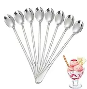 Tea Spoons - 8X Ice Tea Spoons Long Stainless Steel,Tableware Set 7.87in Iced Teaspoon Drink Stirrer for Milk Shaker Tall Cups Mugs