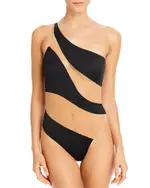 Norma Kamali Snake Mesh Stripe One Piece Swimsuit