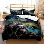 v2735 Bed Sheets Wolf Digital Print Polyester Bedding Sets Covers Boys Duvet Cover Set For Teens Bedding Set Bed Comforter Set 3-Piece Bedding Set (1