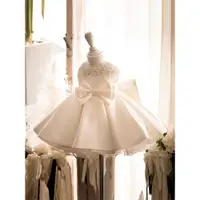 在飛比找ETMall東森購物網優惠-小花童禮服女婚禮緞面公主蓬蓬裙寶寶一周歲生日女童輕奢兒童洋氣