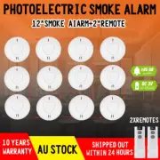 12x Wireless Interconnected Photoelectric Smoke Alarm 10 Year Battery+Remote