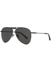 Balenciaga - Tag 2.0 Aviator-style Sunglasses Metal, Designer Plaque at top Bar, Acetate Tips, 100% UV Protection - Grey One Size