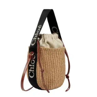 【Chloe’ 蔻依】Woody Small Basket 草編 手提 斜背 水桶包 黑色