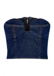 Magda Butrym Denim Top - Navy - 14 14