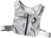 KiBcsLic Running Vest Bag with Pockets Running Equipment Reflective Chest Pocket Cell Phone Chest Pocket Vest for Outdoor Sports, Riding, Gray