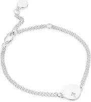 [Molly Brown] London Sterling Silver First Communion Mini Cross Bracelet. Ideal for Christening, Holy Communion Gifts for Girls, Flower Girl and Bridesmaids Gifts, One Size, Sterling Silver, No Gemstone