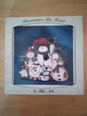 Tile Art Decorative Tile Trivet -Snowmen, 8"x8"