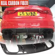 Fits Audi S3 A3 Sline Sedan 2013-16 REAL CARBON Rear Bumper Diffuser Lip Spoiler (for: Audi)
