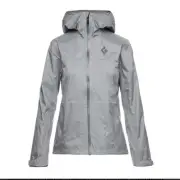 Black Diamond Jacket Women large Treeline Rain Shell Hooded gray Lightweight