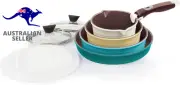 Midas 9Pc Nonstick Ceramic Cookware Set, PFOA Free Kitchenware with Saucepan, Fr