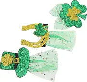 [TOVINANNA] 3pcs St Patrick's Day Hair Accessories Glitter Sequin Shamrock Hat Horseshoe Clips with Green Veil Lightweight Durable Festival Ornaments for Parties