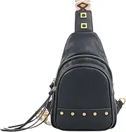 [Jessica Simpson] Walton Sling Crossbody Bag, Stylish Purse with Adjustable Strap & Pockets, Meteorite