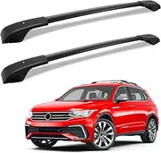 KINGGERI Roof Rack Cross Bars Fit for Volkswagen Tiguan 2018 2019 2020 2021 2022 2023 2024 and Taos 2022 2023 2024, Aluminum Roof Rails Crossbars Rooftop Cargo Luggage Rails Kayak Skiboard Black
