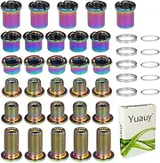 Yuauy 5 pcs for Each Single/Double/Triple Chainring Bolts Screws Disc Crankset Nuts Chainwheel Colorful + 10 pcs Washers Fit for Road Bike Mountain Bike MTB (25 pcs)