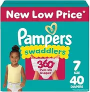 [Pampers] Swaddlers 360 Pull-On Diapers, Size 7, 40 Count for up to 100% Leakproof Skin Protection and Easy Changes